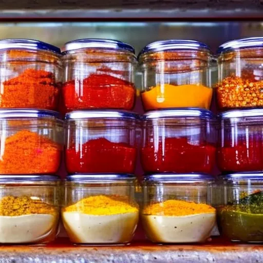 

A photo of a colorful array of spices in small jars, arranged in a neat row. The photo showcases the variety of spices available to add flavor and excitement to any dish.